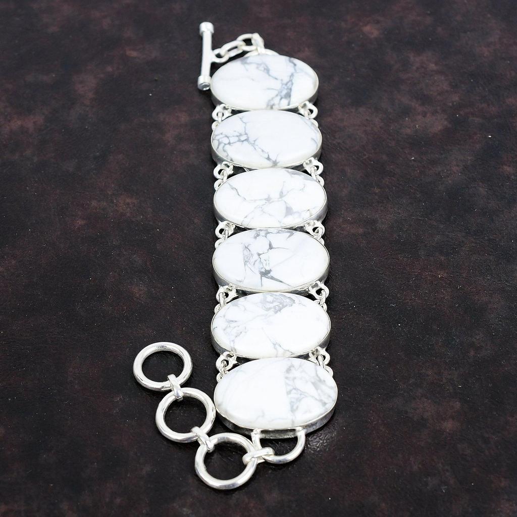 Браслет из говлита, ювелирное изделие из драгоценного камня, браслет-цепочка из стерлингового серебра 925 пробы с регулируемой длиной, очень красивый браслет из говлита ручной работы, подарок для женщин