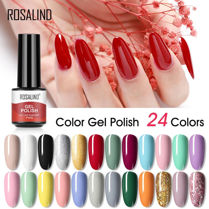 ROSALIND Mini Nail Polish Gel Semipermanent UV Multiple Colors Varnish Hybrid Nail Art Soak Off Top Base Coat Regular Gel Lacquer