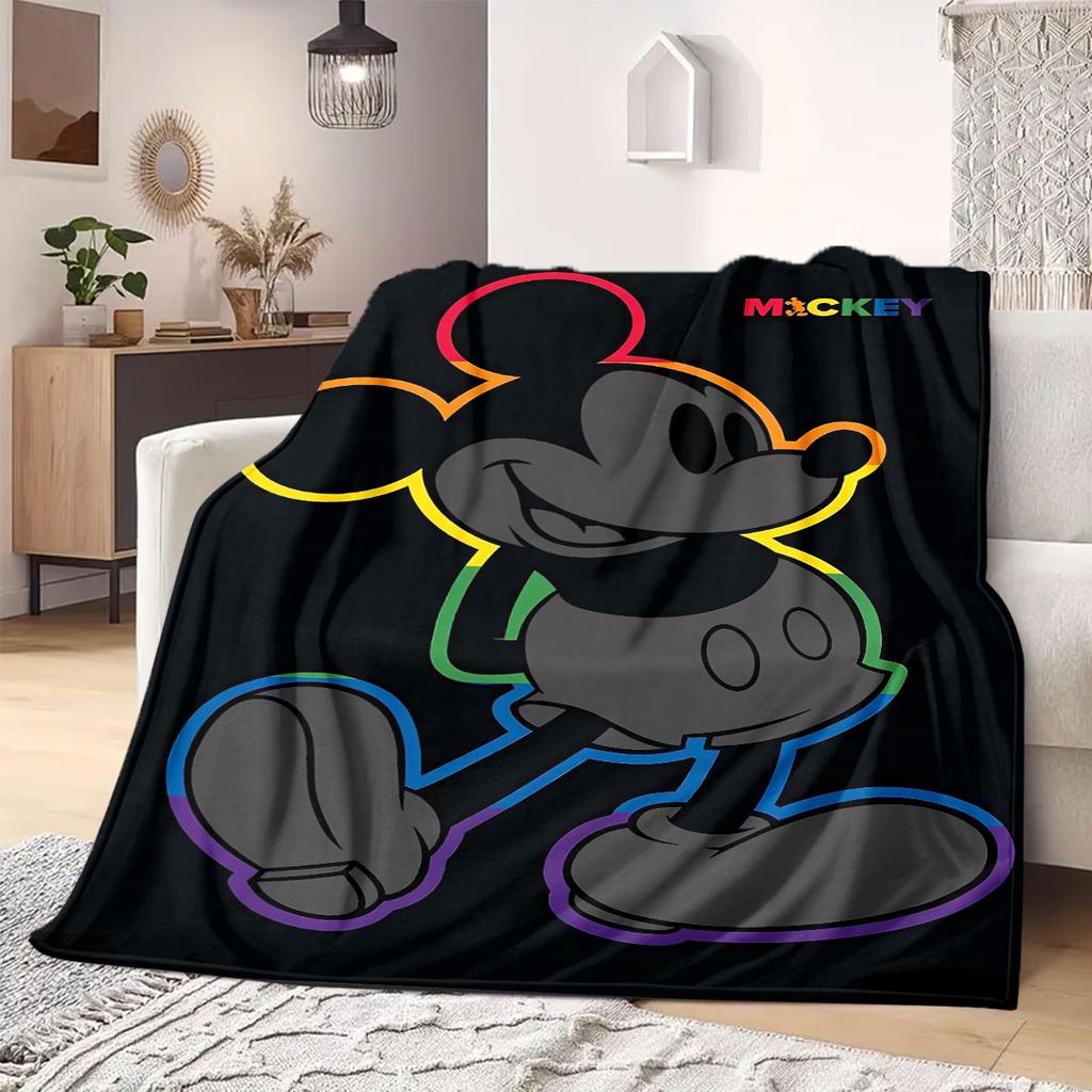 Mickey Flannel Blanket Cartoon Print for Travel Picnics Bedrooms Sofas Beds Chairs Home Decor All Seasons Unique Style