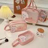 Lovely Pink Cartoon Bear Transparent PVC Rabbit Cosmetic Bag Makeup Bag Storage Bag Cow Washing Bag