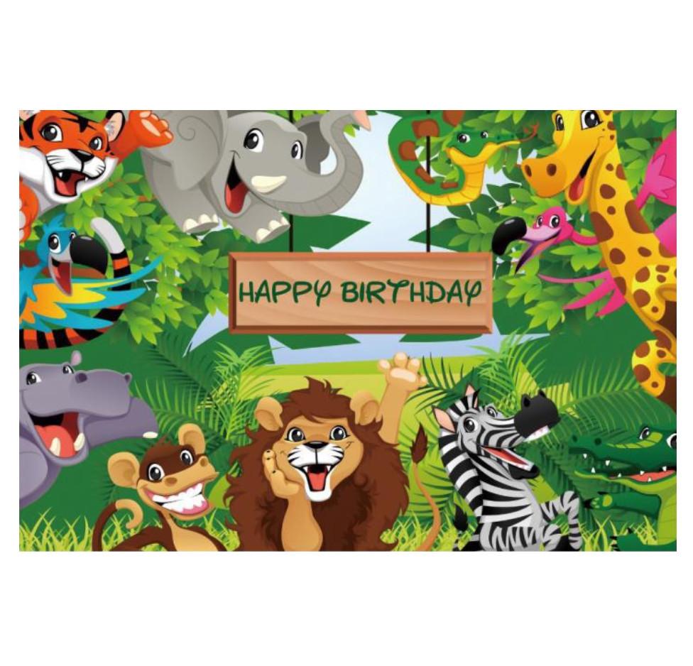 Forest Animal Backdrop Jungle Zoo Safari Birthday Party Background Banner Decor