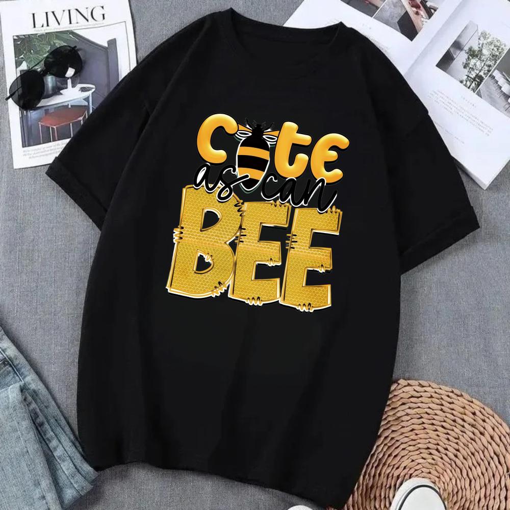 Женская футболка с забавным принтом Bee Kind, летняя, с коротким рукавом, черного цвета, топ, футболка для девушки, стиль Y2k Harajuku, одежда