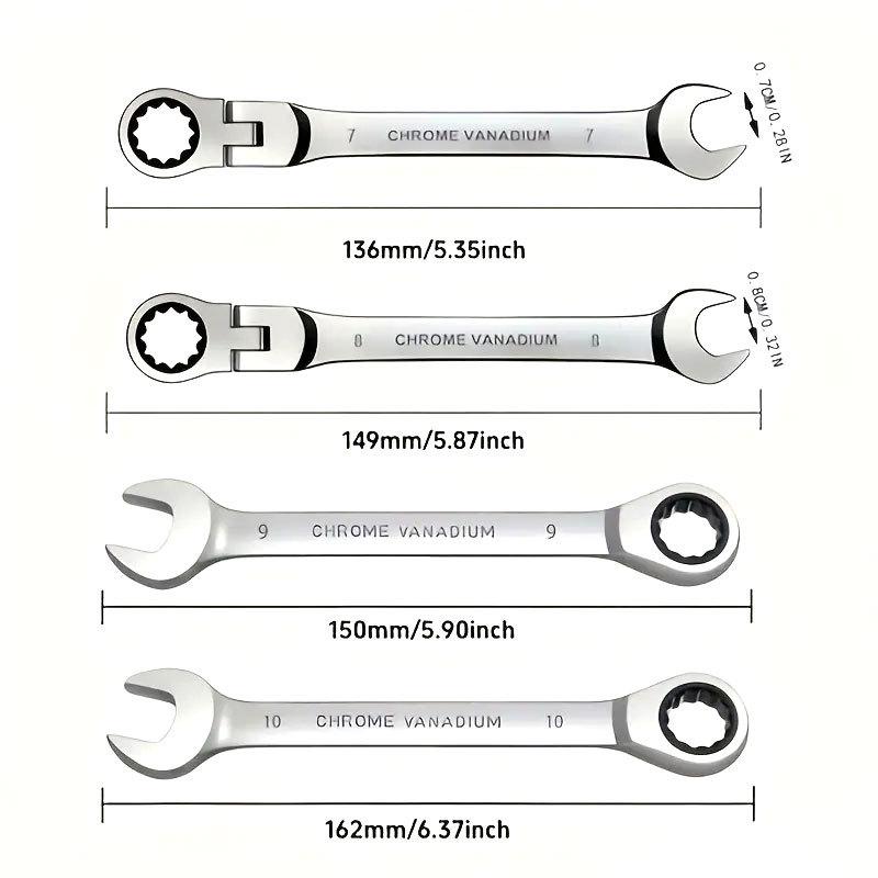 Набор трещоточных ключей из 6 штук, лидер продаж - Регулируемые ключи разных размеров двойного назначения для авторемонта