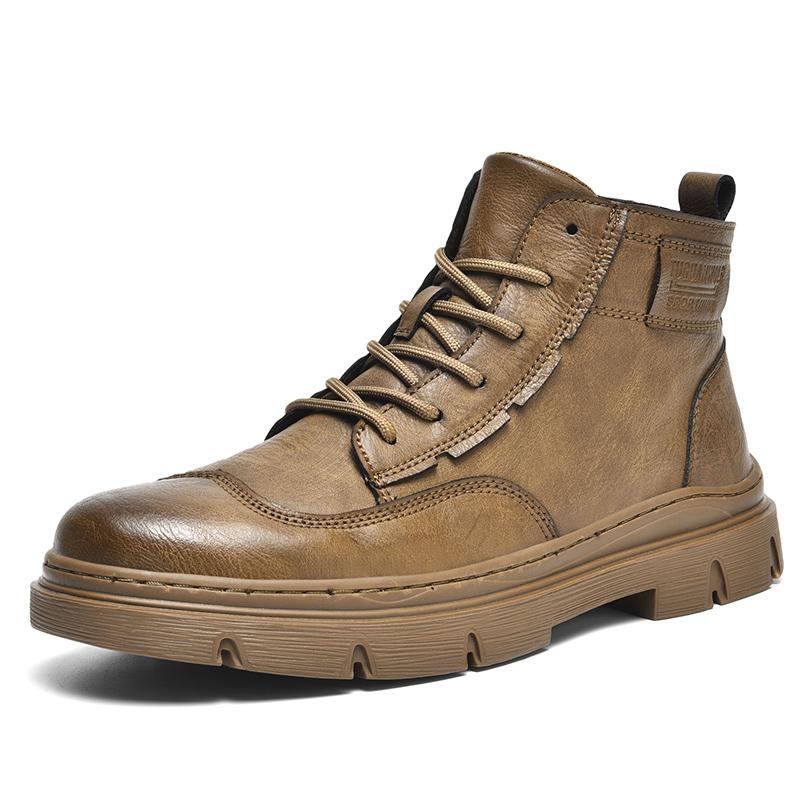Итальянские брендовые мужские кожаные ботинки, рабочие ботинки на толстой подошве, модные новые зимние мужские высокие ботинки, износостойкие подошвы
