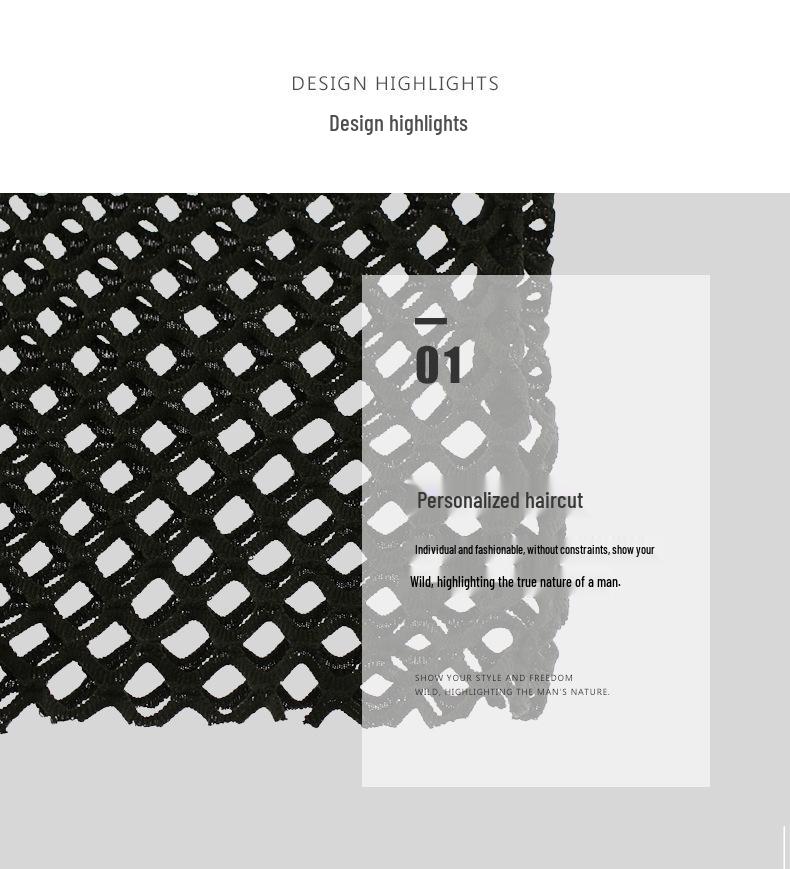 Мужская прозрачная сетчатая футболка - Соблазнительный дизайн с вырезами