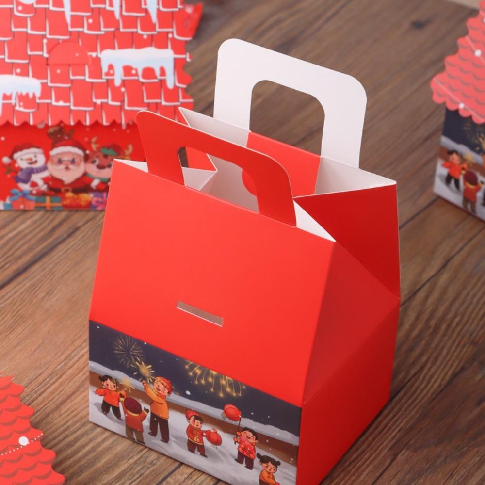 10pcs Christmas Cookie Snack Bag Kraft Paper Packing Box Creative Candy Gift Boxes for Xmas Party
