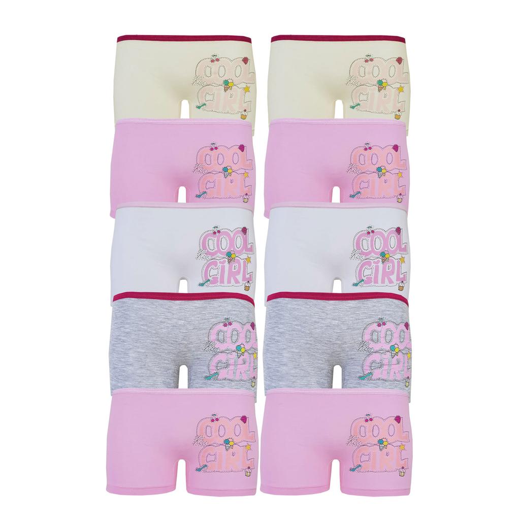 10 шт., хлопковые трусы-боксеры для девочек с цветным принтом, веселые