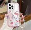 Розовый прозрачный чехол-браслет Hello Kitty для Xiaomi Redmi Note 15 Pro 5G 15 15C 14C 13C 12 Note 14 13 12 Pro Plus 5G