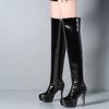 Модные зимние ботинки женские на платформе модные сапоги выше колена женские сексуальные высокие каблуки женские ночные клубные вечерние красные длинные туфли большие большие размеры