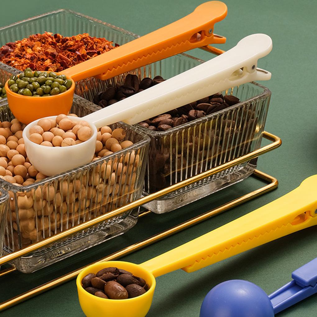 Упаковка из 4 кофейных ложек с зажимом, портативная с длинной ручкой, мерные ложки, герметичные пакеты, ложки, канцелярские принадлежности для чая, сухого молока