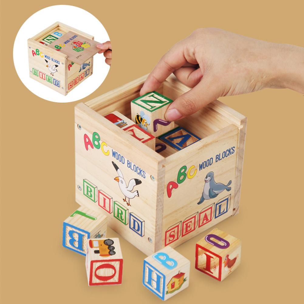 Деревянные строительные блоки ABC, блоки с буквами алфавита и цифрами, игрушки Монтессори для малышей 1-3 лет, для мальчиков и девочек, подарки для детей