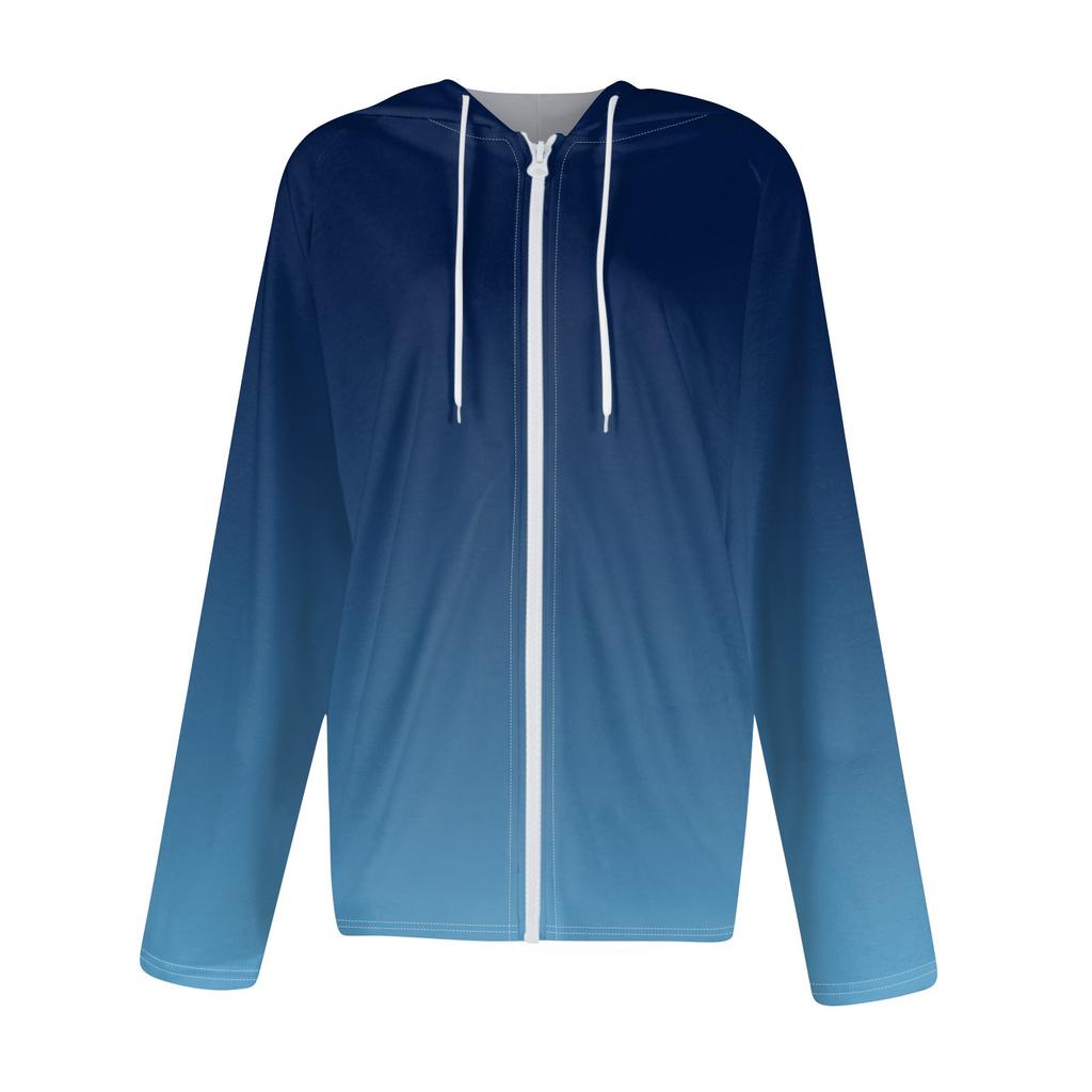 Женская мода повседневная застежка-молния с капюшоном и принтом с длинным рукавом толстовки пальто