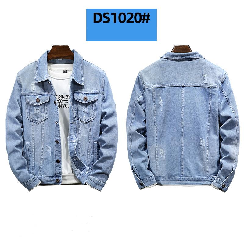 Men's Ripped Jacket Windproof Jacket Washed Denim Jacket Plus Size Denim Jacket