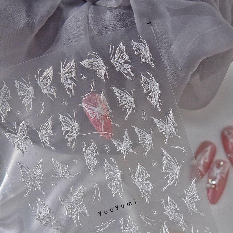 Наклейки для дизайна ногтей-бабочки 5D бронзовое серебро Аврора лазерное украшение для ногтей своими руками