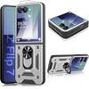 Protective Case - BOOLING - for Samsung Galaxy Z Flip 7 - Shockproof - Silver - 2 Tempered Glasses