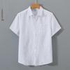 Мужская повседневная рубашка в китайском стиле из чистого льна с коротким рукавом в стиле ретро