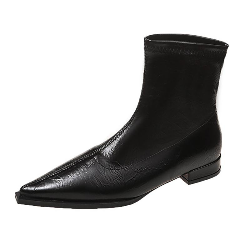 Острый носок женские зимние ботильоны массивные сексуальные зимние туфли кожаные дизайнерские модные ботинки челси 2024 тренд новые ботинки челси