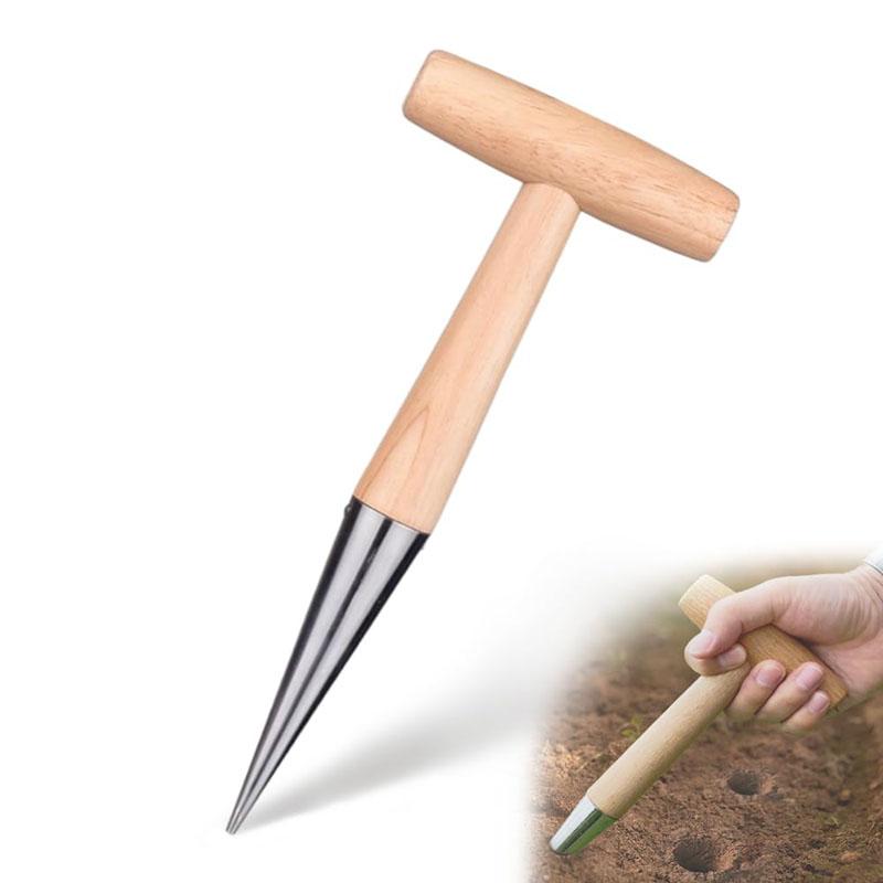 Wooden Handle Plant Hole Digger for Planting 2025 New Pointed Soil Hole Digging for Sowing Seeds