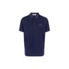 Однотонная футболка-поло с коротким рукавом и логотипом бренда для мужчин темно-синяя 10152SC67-A0020