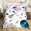 Music Guitar Duvet Cover King Queen Black White and Grey Graffiti Bedding Set Musical Notes Comforter Cover Musical Quilt Cover