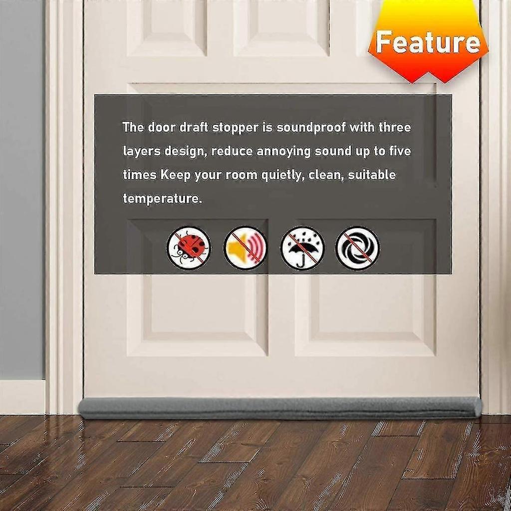 Under Door Draft Stopper 37 Inch Cuttable And Washable,twin Door Draft Black
