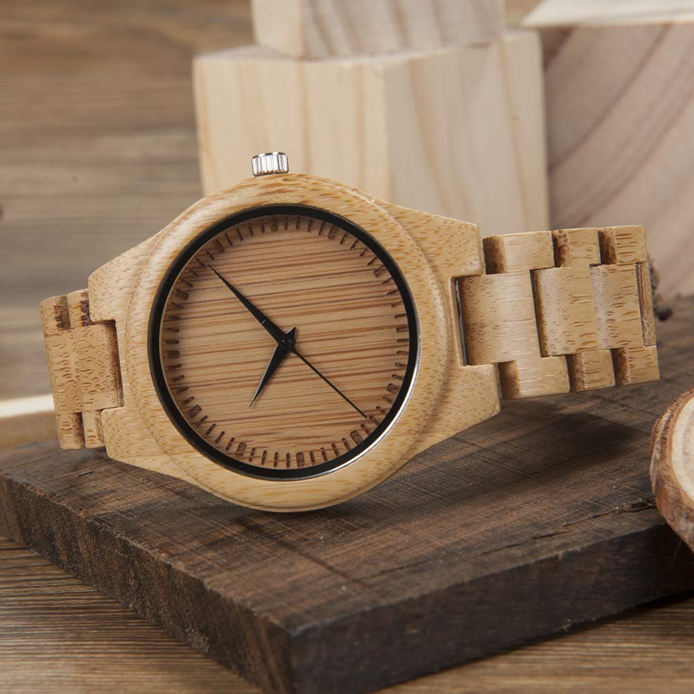 BOBO BIRD and Handmade Bamboo Wood Quartz Watch with Scale Lightweight Casual Sports Watch Men's Women's Movement, (Men's)