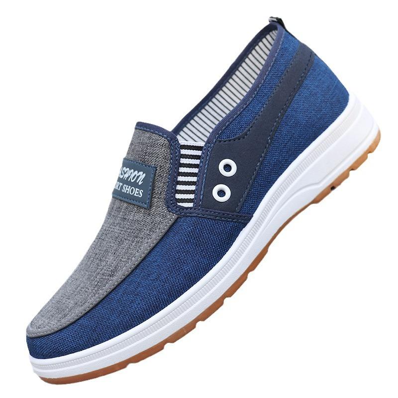 Мужская повседневная обувь Slip on Canvas Модные кроссовки Дышащие летние прогулочные мокасины Нескользящие удобные туфли на плоской подошве