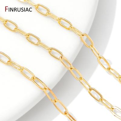 Позолоченная латунь 14K Звенья-скрепки Цепь овальные звенья Кабель оптом Цепь для изготовления ювелирных изделий своими руками Фурнитура Компоненты для ручной работы