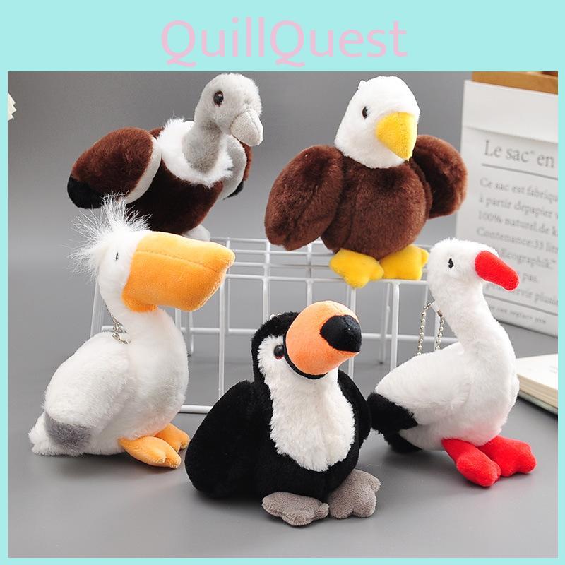 Набор плюшевых игрушек животных с декором в виде лебедя, орла, пеликана, птиц для детских рюкзаков