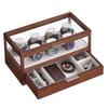 SONGMICS Подставка для часов Вмещает 7 часов Коробка для хранения часов с прозрачной стильной деревянной крышкой Подарок на день часов для мужчин и на день рождения JOW007K01 Кейс, Часы, 2-ярусная крышка, Кейс,