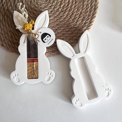 Пасхальный держатель для шоколадной плитки Силиконовая форма Держатель для шоколада в виде кролика Формы для литья Шоколадная подставка для денежного подарка в виде кролика Гипсовая форма