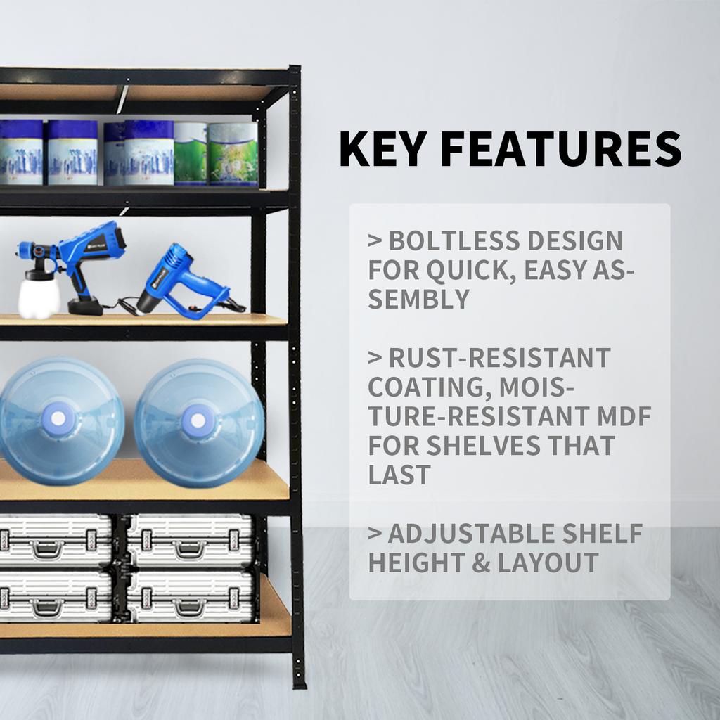 DayPlus 5-Tier Shelf Garage Shelving Heavy Duty Adjustable Storage Unit, Boltless Rack Metal Utility for Garage, Warehouse