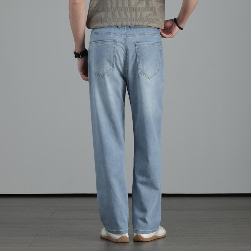 Men's cotton and linen jeans 2026 new spring and summer sagging straight leg pants for youth commuting versatile fashion casual pants