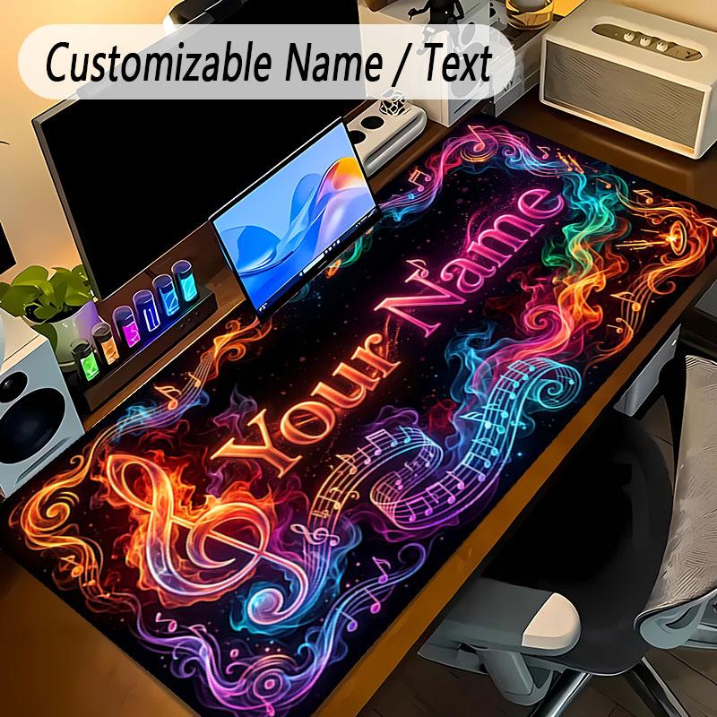 Music Theme Personalized Mouse Pad Custom Name Text Non Slip Desk Pad For Laptop Office Desktop
