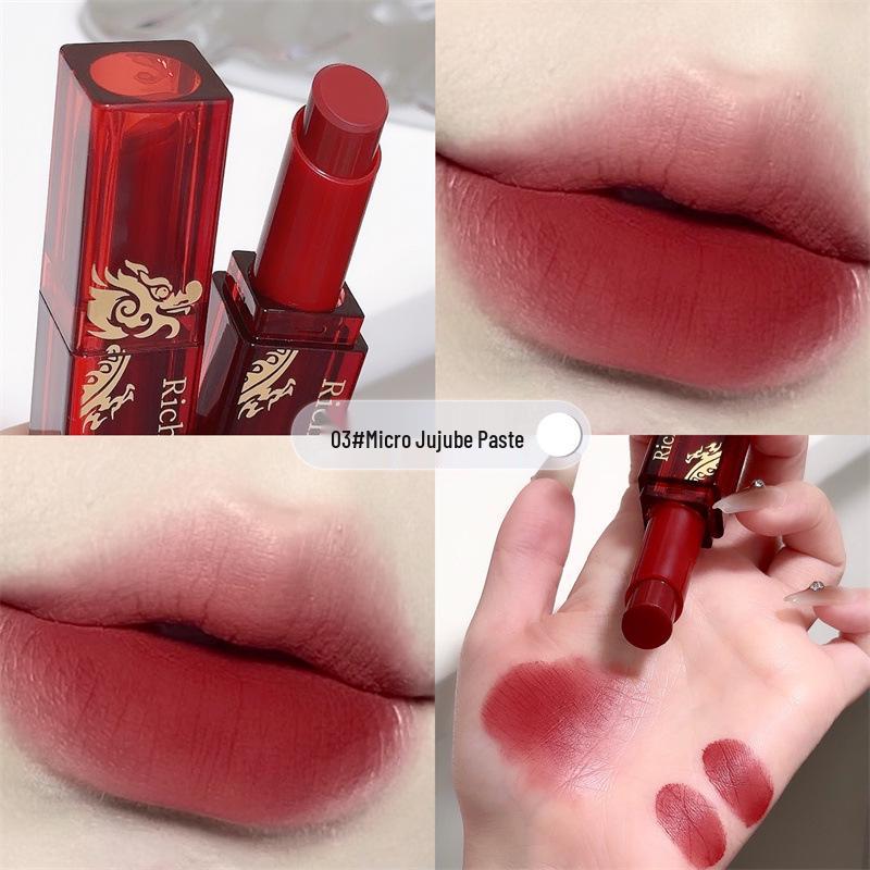 RICH BERA Бархатная помада Год Дракона: Не выцветающий, не липкий блеск для губ для красоты и личной гигиены.