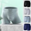 Men Boxer Underwear Mid-rise Elastic Waist U-Convex Shorts Briefs Solid Color Breathable Smooth Lines