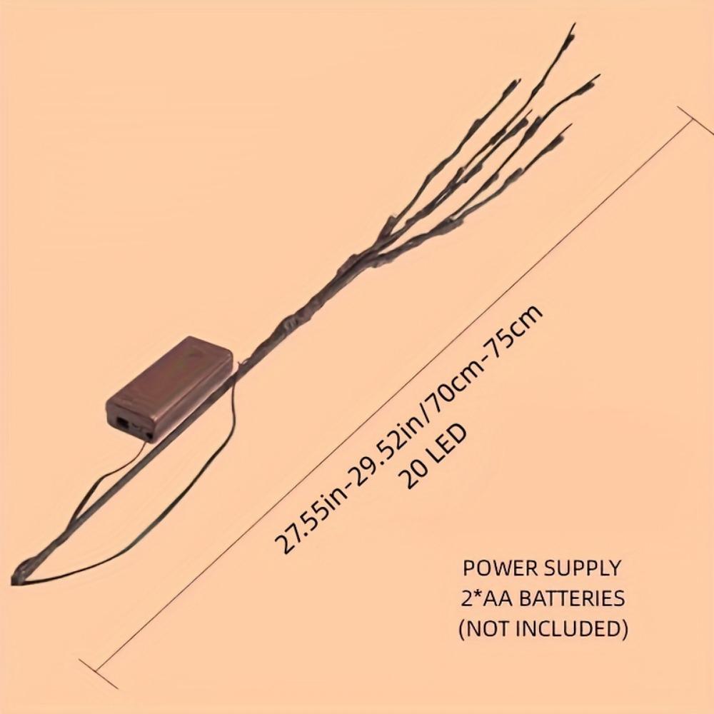 1 шт. ветка с подсветкой, на батарейках, 20 светодиодных гирлянд, домашнее DIY украшение, теплый белый или цветной, без батареек