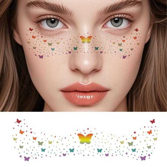 Радужный фестиваль наклейки на лицо Металлические веснушки Наклейки в виде сердечек Водостойкие временные татуировки для вечеринок фестивалей фотобудок