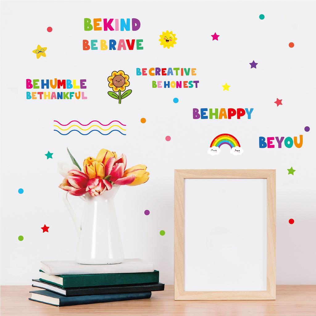 Красочные вдохновляющие наклейки на стену буквы слоган детская комната детский сад украшение мультяшные пвх самоклеящиеся буквы наклейки на стену