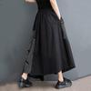 Черная хлопковая юбка больших размеров с высокой талией, летняя повседневная свободная длинная женская юбка