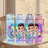 1PC Colorful Soccer Boy Character Art 750ml Color Plastic Sports Water Bottle Leakproof Flip Straw Lid Suitable for Sports Office Home Use