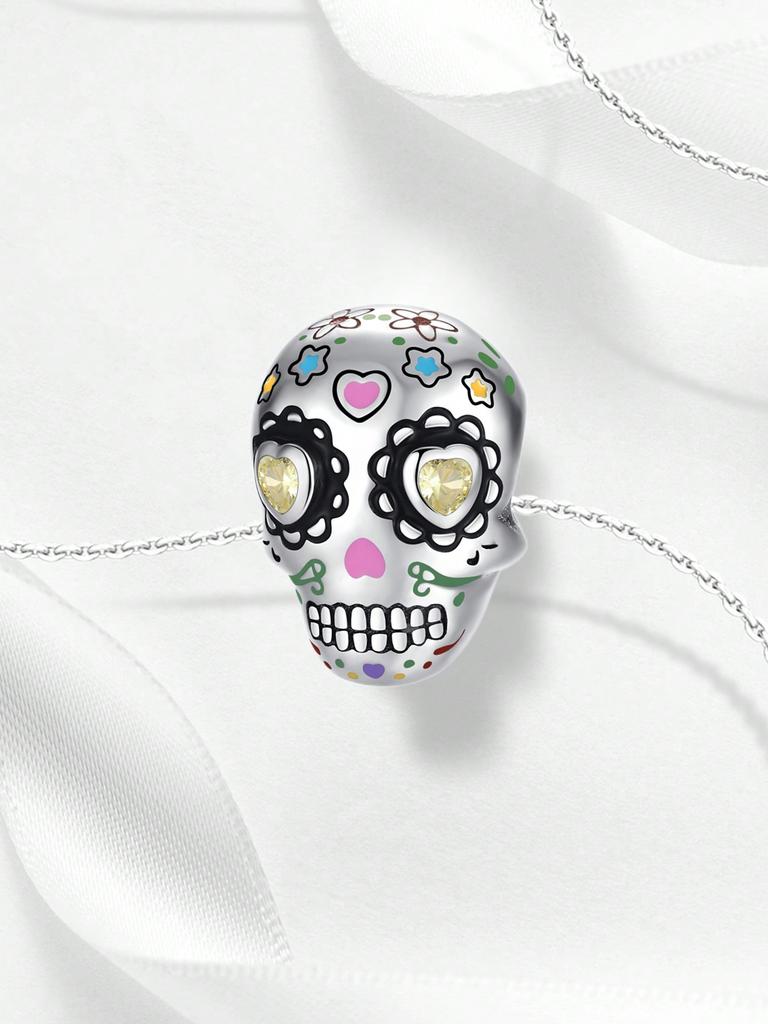 Шармы Plata Хэллоуин Череп Призрак Сердечки Бусины Медное Покрытие Подходят к Шармам Оригинальный Браслет Для Изготовления Украшений Сделай Сам Шарм