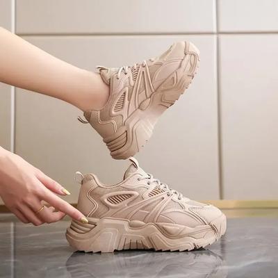 Женские кроссовки на толстой платформе, модные туфли из искусственной кожи с толстой подошвой, вулканизированные туфли, женские дизайнерские повседневные туфли со шнуровкой, дышащие