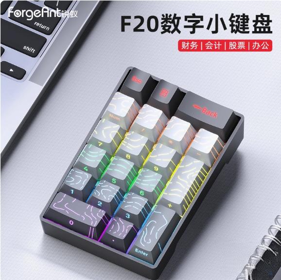 Forgeant F20 Digital Wired Mechanical Keypad Mini Keyboard RGB 20 Keys for Accountant Laptop External Portable Financial Office