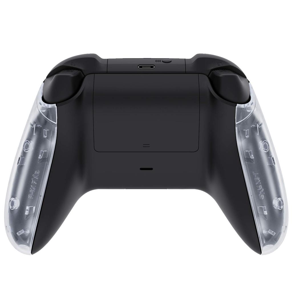 EXtremeRate Боковая накладка-грип для беспроводного контроллера Xbox Core, прозрачно-черная, сменная передняя крышка корпуса, накладка на рукоятку, лицевая панель для контроллеров Xbox Series X S