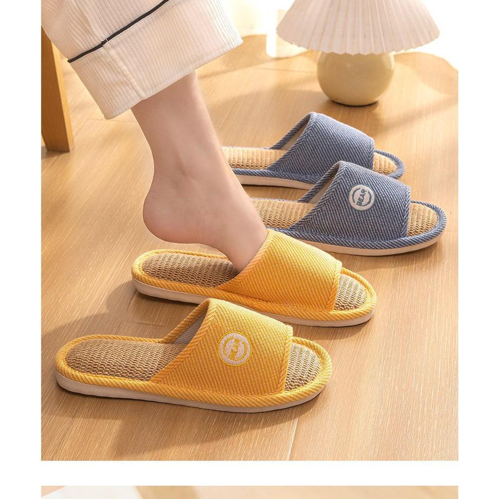 Унисекс Хлопково-льняные Нескользящие Домашние Тапочки - Бесшумные, Впитывающие Пот для Всех Сезонов