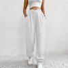 Women's High Waist Solid Color Casual Trousers Workout Sports Joggers Pants With Pockets