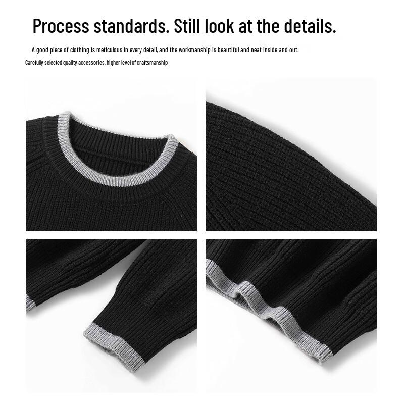 VUUG Men's Color-Block Crew Neck Knit Sweater