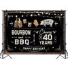 166. Фон для дня рождения в стиле Бурбон и BBQ Поздравляем 40-й день рождения Фон с виски для фотостудии Декорация для вечеринки сорок лет Баннер