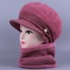 Middle Aged Elderly Hats Women Winter Knitted Woolen Hats Rabbit Hair with Thick Velvet Mother's Elderly Women's Hats Grandmother's Warm Hats